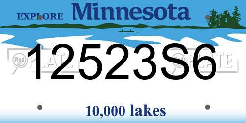12523S6 Minnesota License Plate
