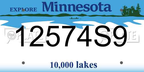 12574S9 Minnesota License Plate