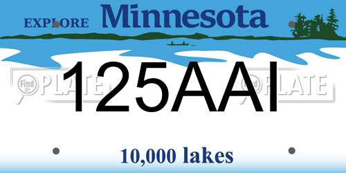125AAI Minnesota License Plate