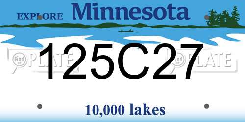 125C27 Minnesota License Plate