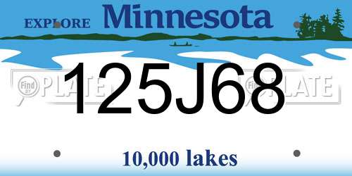 125J68 Minnesota License Plate