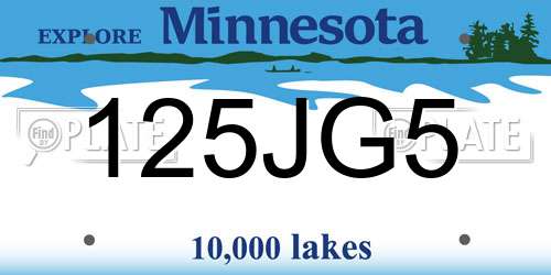 125JG5 Minnesota License Plate