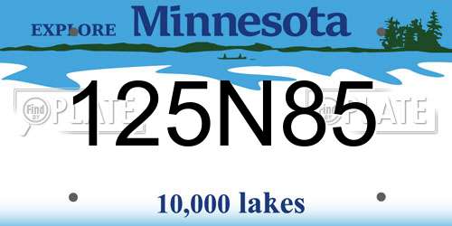 125N85 Minnesota License Plate