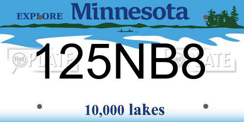 125NB8 Minnesota License Plate