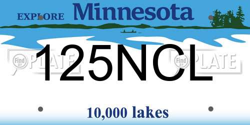 125NCL Minnesota License Plate