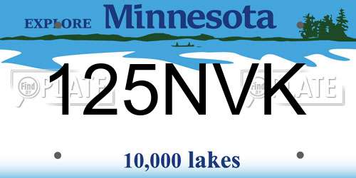 125NVK Minnesota License Plate