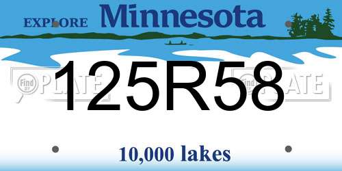 125R58 Minnesota License Plate