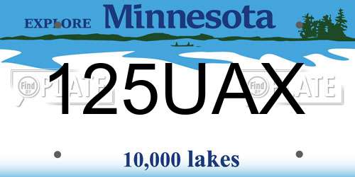 125UAX Minnesota License Plate