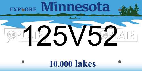 125V52 Minnesota License Plate
