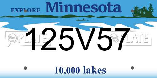 125V57 Minnesota License Plate