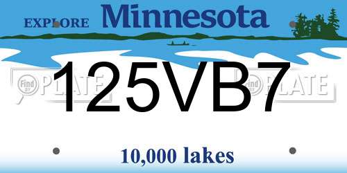 125VB7 Minnesota License Plate