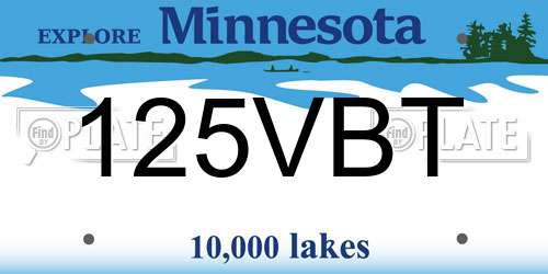 125VBT Minnesota License Plate