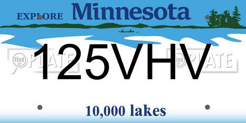 125VHV Minnesota License Plate