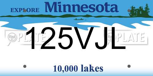 125VJL Minnesota License Plate