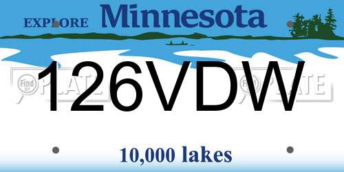 126VDW Minnesota License Plate