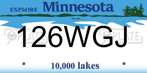 126WGJ Minnesota License Plate