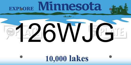 126WJG Minnesota License Plate