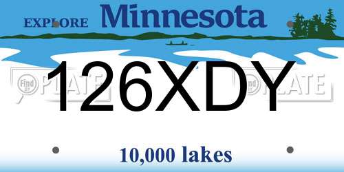 126XDY Minnesota License Plate