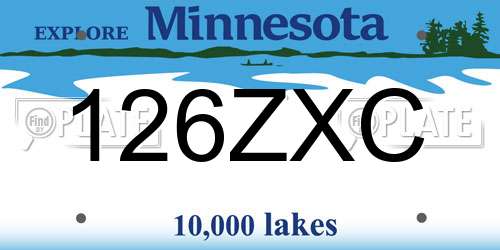126ZXC Minnesota License Plate
