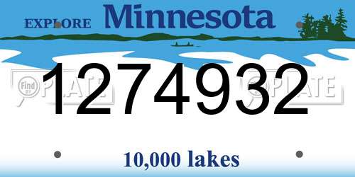 1274932 Minnesota License Plate