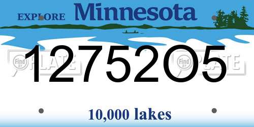 12752O5 Minnesota License Plate