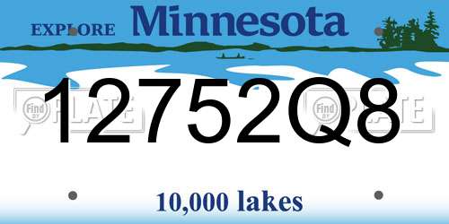 12752Q8 Minnesota License Plate