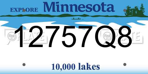 12757Q8 Minnesota License Plate