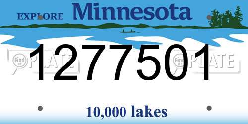 1277501 Minnesota License Plate