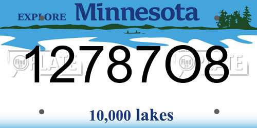 12787O8 Minnesota License Plate