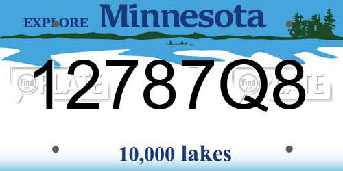 12787Q8 Minnesota License Plate