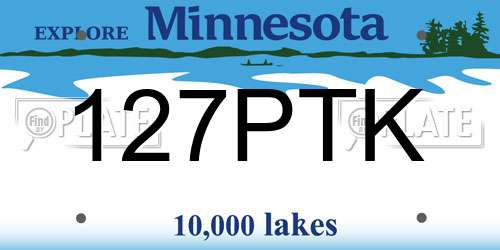 127PTK Minnesota License Plate