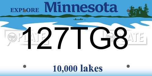 127TG8 Minnesota License Plate