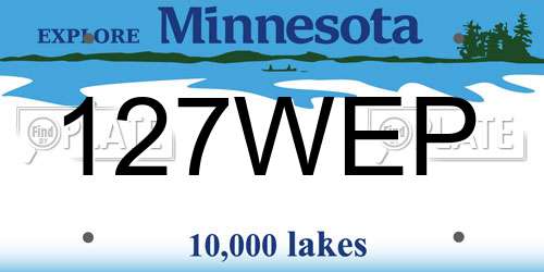 127WEP Minnesota License Plate