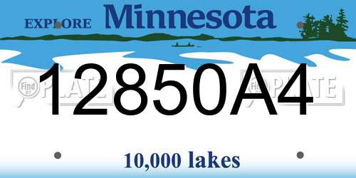 12850A4 Minnesota License Plate