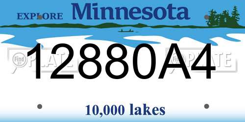 12880A4 Minnesota License Plate