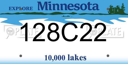128C22 Minnesota License Plate