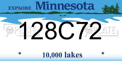 128C72 Minnesota License Plate