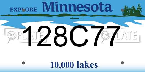 128C77 Minnesota License Plate