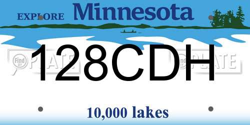 128CDH Minnesota License Plate