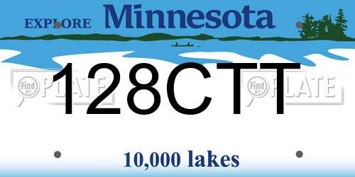 128CTT Minnesota License Plate