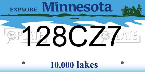 128CZ7 Minnesota License Plate