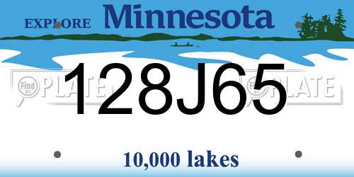 128J65 Minnesota License Plate