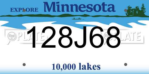 128J68 Minnesota License Plate