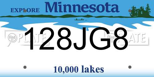 128JG8 Minnesota License Plate