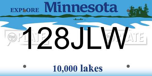 128JLW Minnesota License Plate