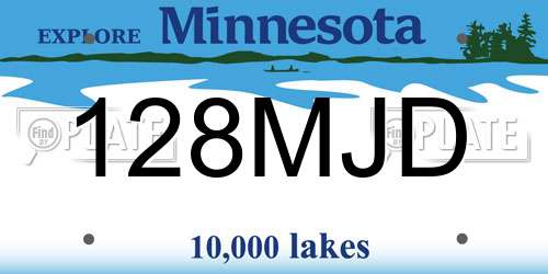 128MJD Minnesota License Plate