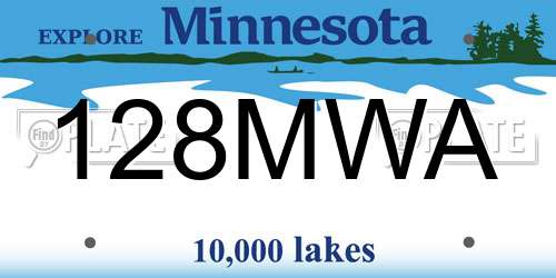 128MWA Minnesota License Plate