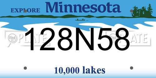 128N58 Minnesota License Plate