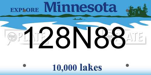 128N88 Minnesota License Plate