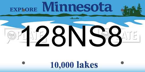128NS8 Minnesota License Plate